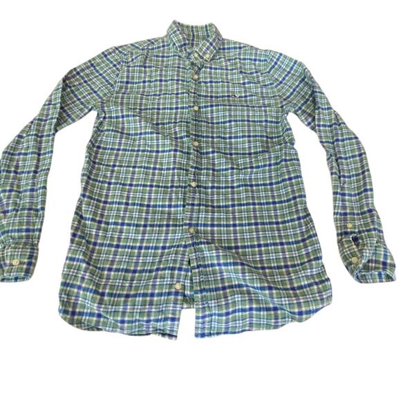 Vineyard Vines Blue and Green whale flannel Plaid Shirt Size XL - Picture 5 of 5